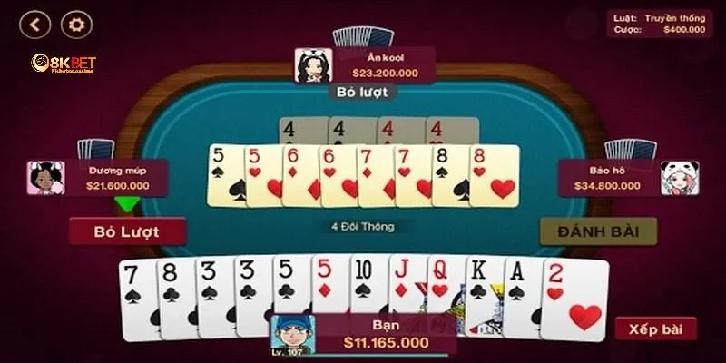 Một số chiến thuật chơi game bài tiến lên 8KBET hiệu quả